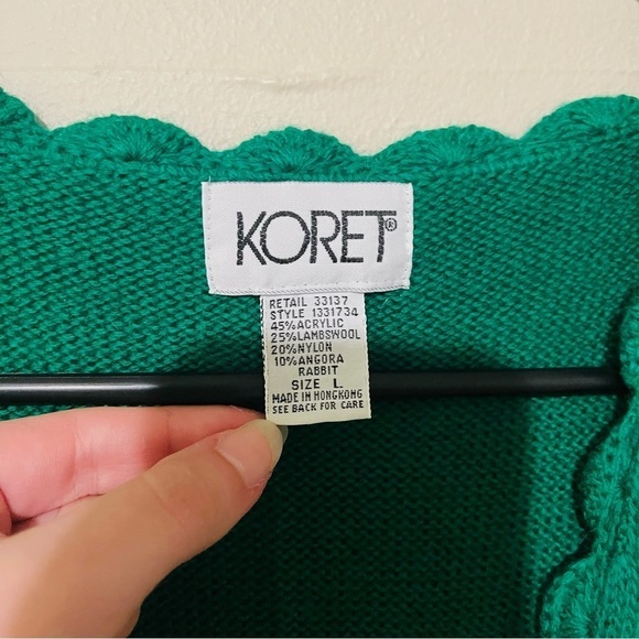 Vintage 1980s Koret Sweater Vest Floral Embroidered SZ L Lambswool Angora - Picture 4 of 5